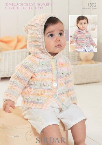 Sirdar Babies/Girls Cardigans Knitting Pattern in Baby Crofter DK - 1392 PDF DOWNLOAD