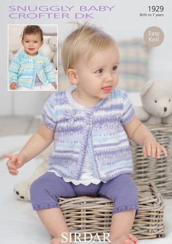 Sirdar Babies/Girls Cardigans Knitting Pattern in Baby Crofter DK - 1929 PDF DOWNLOAD