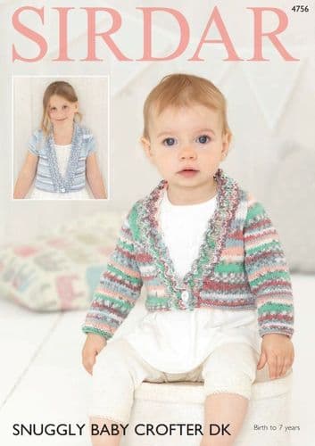Sirdar Babies/Girls Cardigans Knitting Pattern in Baby Crofter DK - 4756 PDF DOWNLOAD