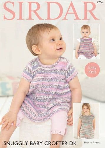 Sirdar Babies/Girls Dresses Knitting Pattern in Baby Crofter DK - 4754 PDF DOWNLOAD