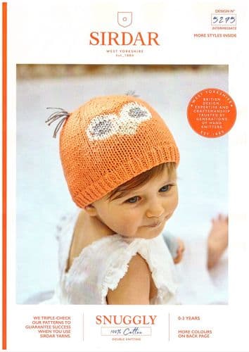 Sirdar Babies Hat Knitting Pattern in Snuggly 100% Cotton DK (5275)