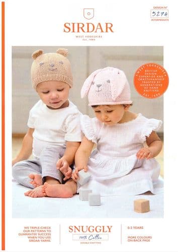 Sirdar Babies Hats Knitting Pattern in Snuggly 100% Cotton DK (5274)