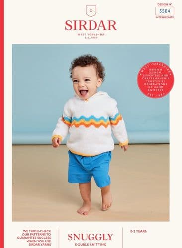 Sirdar Babies Hoodie Knitting Pattern in Snuggly DK - 5504 PDF DOWNLOAD