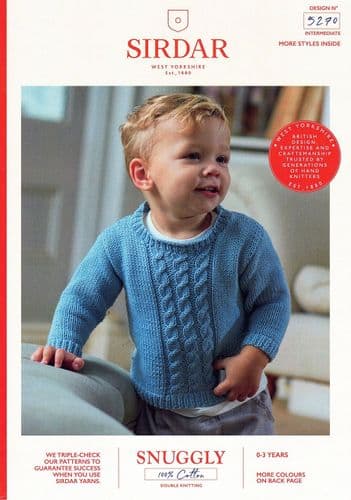 Sirdar Babies Jumper Knitting Pattern in Snuggly 100% Cotton DK (5270)