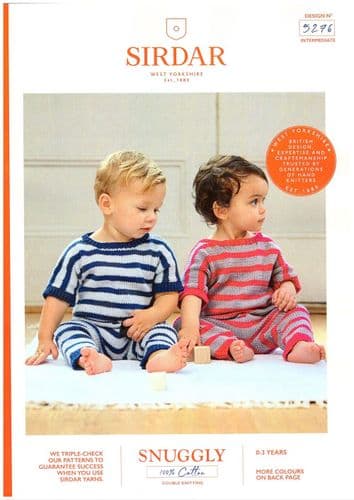 Sirdar Babies Onesie Knitting Pattern in Snuggly 100% Cotton DK (5276)