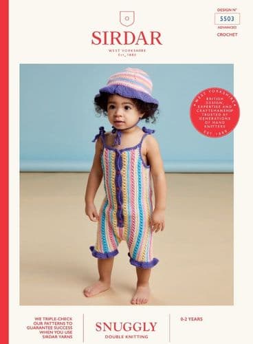 Sirdar Babies Playsuit & Hat Crochet Pattern in Snuggly DK - 5503 PDF DOWNLOAD