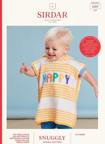 Sirdar Babies Poncho Knitting Pattern in Snuggly DK - 5507 PDF DOWNLOAD