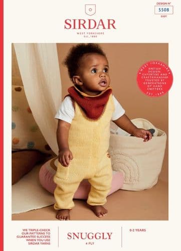 Sirdar Babies Romper & Bib Knitting Pattern in Snuggly 4ply - 5508 PDF DOWNLOAD