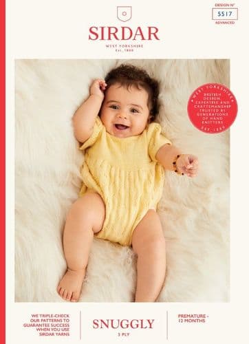 Sirdar Babies Romper Knitting Pattern in Snuggly 3ply - 5517 PDF DOWNLOAD