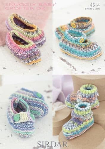 Sirdar Babies Shoes Knitting Pattern in Baby Crofter DK - 4514 PDF DOWNLOAD