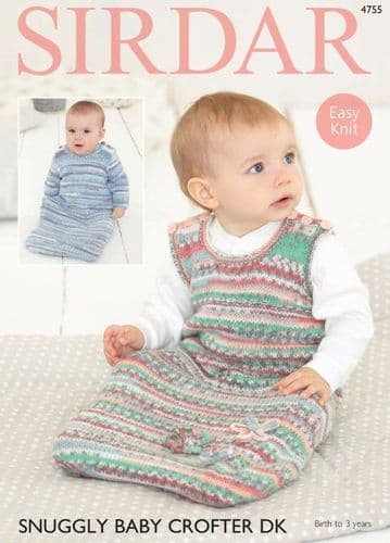 Sirdar Babies Sleeping Bags Knitting Pattern in Baby Crofter DK - 4755 PDF DOWNLOAD