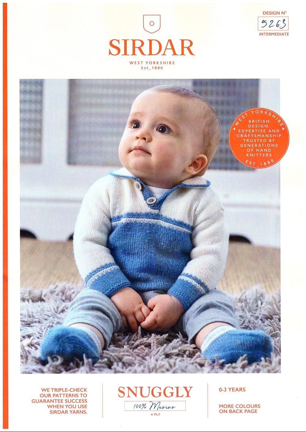 Sirdar Babies Sweater Knitting Pattern in Snuggly 100 Merino 4Ply 5263