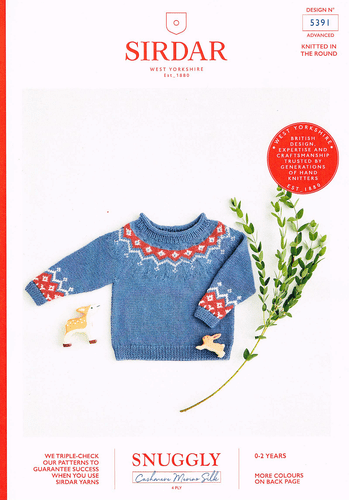 Sirdar Babies Sweater Knitting Pattern in Snuggly Cashmere Merino Silk 4Ply (5391)