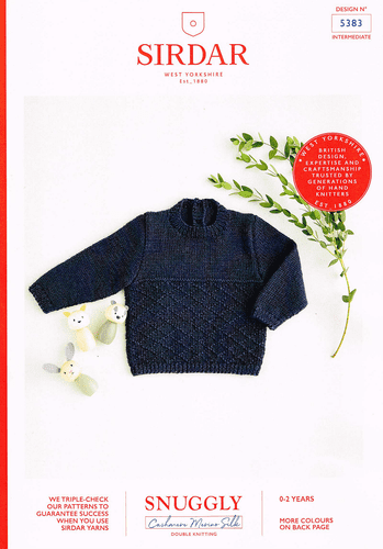 Sirdar Babies Sweater Knitting Pattern in Snuggly Cashmere Merino Silk DK (5383)