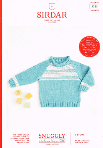 Sirdar Babies Sweater Knitting Pattern in Snuggly Cashmere Merino Silk DK (5385)