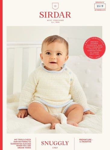 Sirdar Babies Sweater & Shorts Knitting Pattern in Snuggly 3ply - 5519 PDF DOWNLOAD