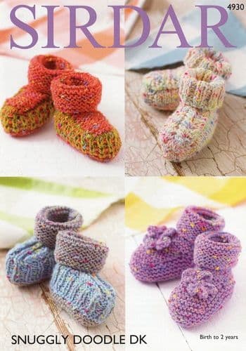 Sirdar Baby Bootees Knitting Pattern in Snuggly Doodle DK (4930)