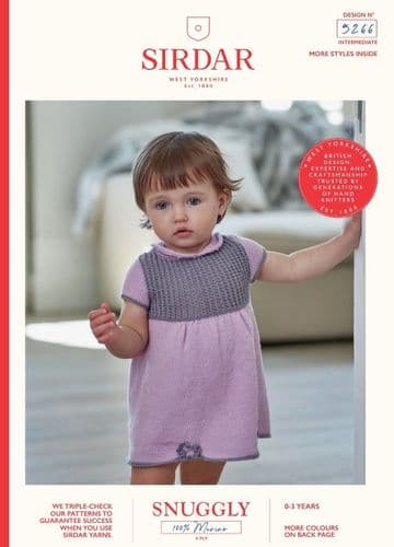 Sirdar Baby Girls Dress Knitting Pattern in Snuggly Merino 4ply (5266)