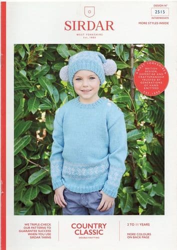 Sirdar Boys Jumper & Hat Knitting Pattern in Country Classic DK (2515)