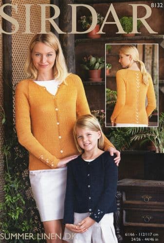 Sirdar Cardigan Knitting Pattern in Summer Linen DK (8132)