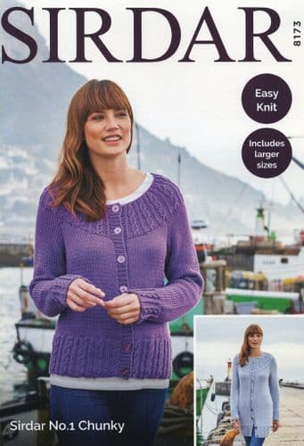 Sirdar Cardigans Knitting Pattern in No.1 Chunky (8173)