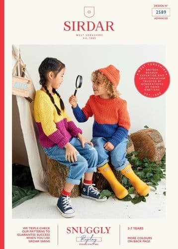 Sirdar Children's Sweater Knitting Pattern in Snuggly Replay DK - 2589 PDF DOWNLOAD
