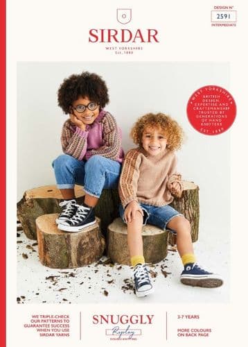 Sirdar Children's Sweater Knitting Pattern in Snuggly Replay DK - 2591 PDF DOWNLOAD