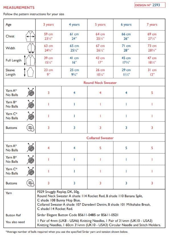 Sirdar Children s Sweaters Knitting Pattern in Snuggly Replay DK - 2593 ...