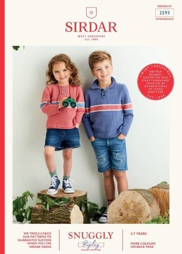 Sirdar Children's Sweaters Knitting Pattern in Snuggly Replay DK - 2593 PDF DOWNLOAD