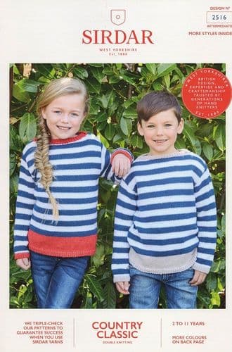Sirdar Childrens Sweater Knitting Pattern in Country Classic DK (2516)