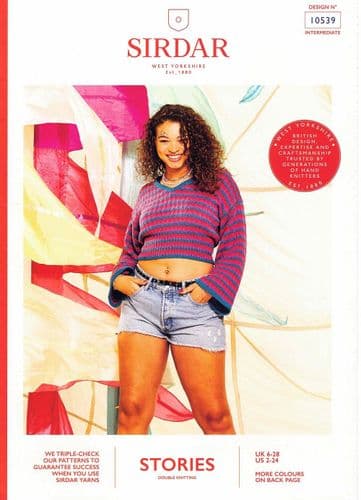 Sirdar Cow Bell Sleeve Sweater Knitting Pattern in Stories DK - 10539 PDF DOWNLOAD