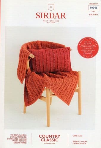 Sirdar Cushion & Blanket Crochet Pattern in Country Classic DK (10305)