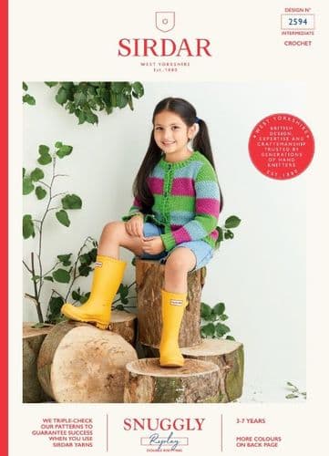Sirdar Girls Cardigan Crochet Pattern in Snuggly Replay DK - 2594 PDF DOWNLOAD