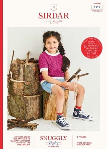 Sirdar Girls Sweater Knitting Pattern in Snuggly Replay DK - 2595 PDF DOWNLOAD