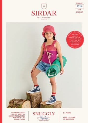 Sirdar Girls Tops & Hat Crochet Pattern in Snuggly Replay DK - 2596 PDF DOWNLOAD
