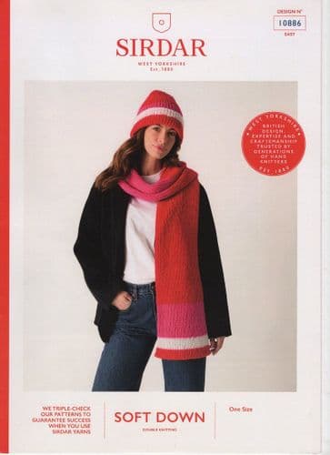 Sirdar Hat & Scarf Knitting Pattern in Soft Down DK (10886)