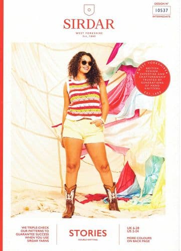 Sirdar Headliner Stripe Vest Knitting Pattern in Stories DK - 10537 PDF DOWNLOAD