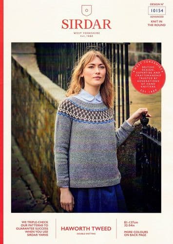 Sirdar Jumper Knitting Pattern in Haworth Tweed DK (10154)