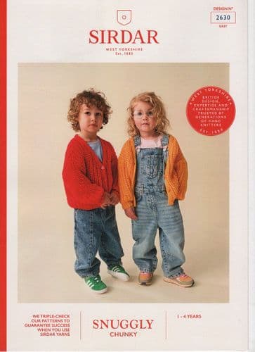 Sirdar Kids Cardigan Knitting Pattern in Snuggly Chunky (2630)
