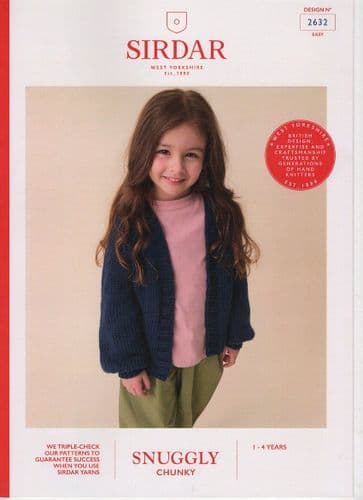 Sirdar Kids Cardigan Knitting Pattern in Snuggly Chunky (2632)