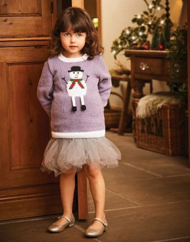 Sirdar Kids Christmas Snowman Jumper Knitting Pattern in Replay DK - 2602 PDF DOWNLOAD