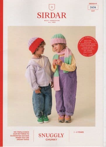 Sirdar Kids Hat & Scarf Knitting Pattern in Snuggly Chunky (2636)