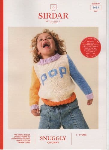 Sirdar Kids POP Sweater Knitting Pattern in Snuggly Chunky (2635)