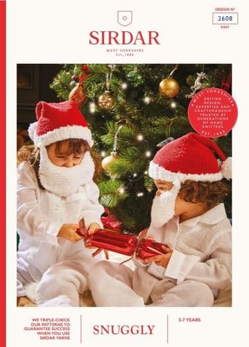 Sirdar Kids Santa Hat with Beard Knitting Pattern in DK - PDF DOWNLOAD