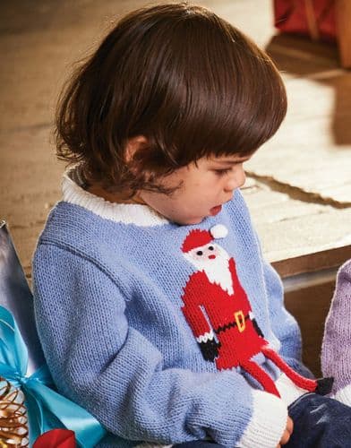Sirdar Kids Santa Jumper Knitting Pattern in Replay DK - 2604 PDF DOWNLOAD