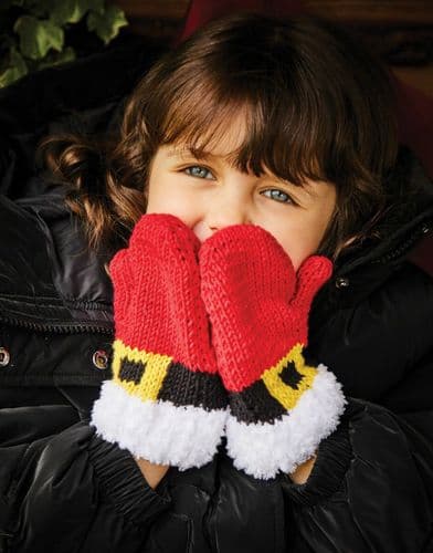 Sirdar Kids Santa Mittens Knitting Pattern in DK - 2609 PDF DOWNLOAD
