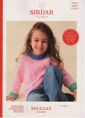 Sirdar Kids Sweater Knitting Pattern in Snuggly Chunky (2634)