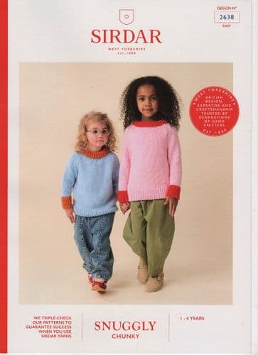 Sirdar Kids Sweater Knitting Pattern in Snuggly Chunky (2638)