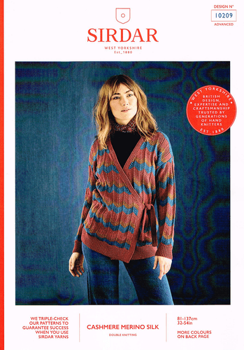Sirdar Ladies Cardigan Knitting Pattern in Cashmere Merino Silk DK (10209)