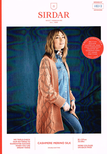 Sirdar Ladies Cardigan Knitting Pattern in Cashmere Merino Silk DK (10212)